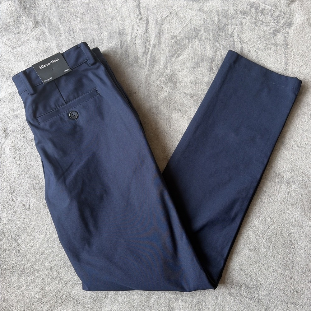 Mizzen+Main Upton Chino Performance Pant Navy Solid Straight 30x32 NWT Golf Luxe